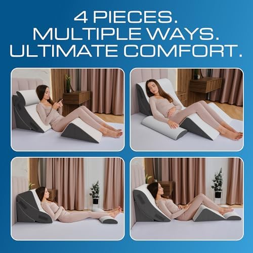 Kolbs 4pcs Orthopedic Bed Wedge Pillow Set | Stylish Chic Plush Velvet Cover | - Image 3