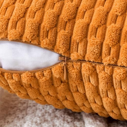 MIULEE Decorative Throw Pillow Covers 18x18 Fall Burnt Textured Corduroy - Image 2