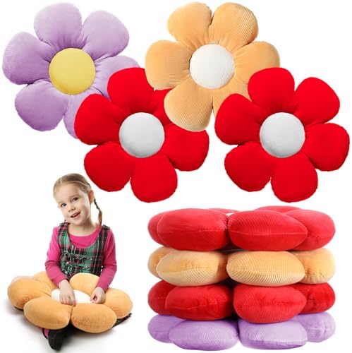 Reginary 4 Pcs Flower Floor Pillow Cushion Kids, Attractive by Reginary
