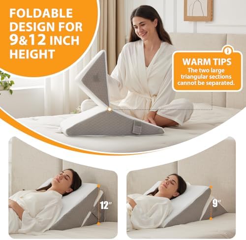 Ruqmuis Wedge Pillow Set for After Surgery, Adjustable 9&12 Inch Bed Wedge - Image 6