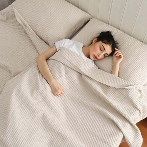 100% Cotton Waffle Pillow Shams King Size Set of 2 - Image 2