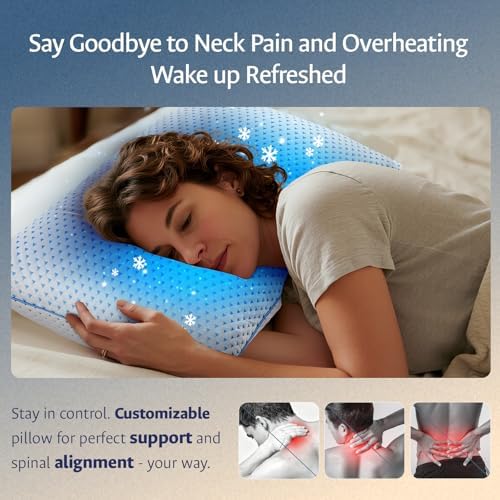 Adjustable Cooling Gel Memory Foam Pillow Queen Size - Image 2