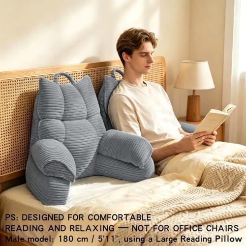 Reading Pillow for Bed with Arms, Back Support, Memory Foam（Smoke Gray） - Image 4
