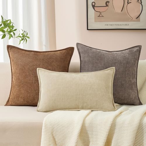 Allorry Throw Pillow Covers 12x20 Oatmeal Chenille Solid Home DecorSY014D12 - Image 5