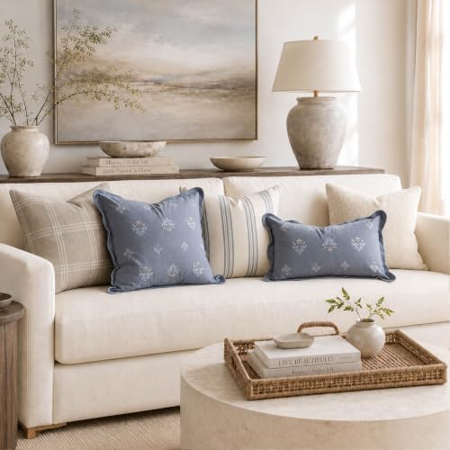 BlissBlush Throw Pillow Cover 20x20, Coastal Blue Blue Velvet Decorative Pillow - Image 3