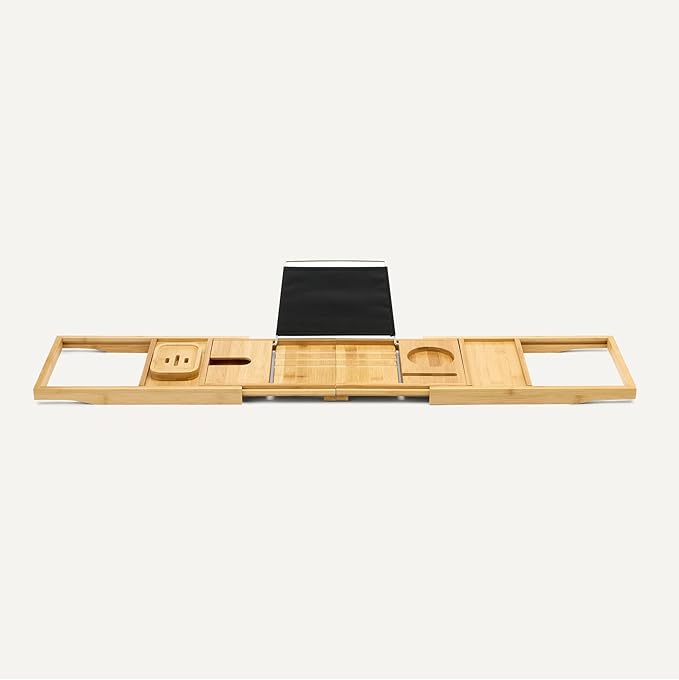 Amazon Basics Expandable Bamboo Bathtub Tray, 43" x 1.3" x 1.3"