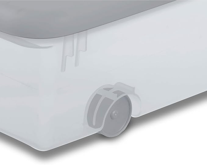 Sterilite 8 Pack Wheeled Under Bed Storage Container, 56 Qt Plastic Bin with Latching Lid for Organization - Clothes & Shoes Organizer, Silver Tint