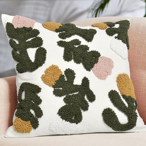 Throw Pillow Covers 18x18 Boho Tufted Fall Floral - Image 2