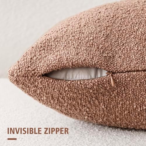 Foindtower Textured Boucle Throw Pillow Covers 16x16 Dusty Orange Hazel - Image 2