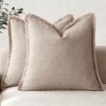 Foindtower Decorative Linen Fringe Throw Pillow Covers 18×18 Natural Linen by Foindtower