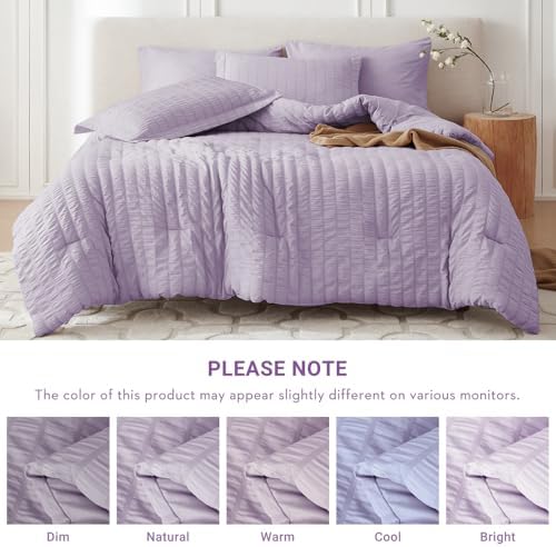 MUXHOMO 7 Pieces Oversized King Comforter Set, Seersucker Bed in a Bag - Image 5