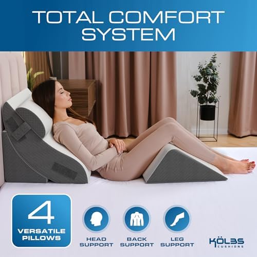 Kolbs 4pcs Orthopedic Bed Wedge Pillow Set | Stylish Chic Plush Velvet Cover | - Image 2