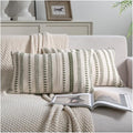 Cethom Green Boho Throw Pillow Covers 12x20 Inch Set of 2, Stripe Textured by Cethom