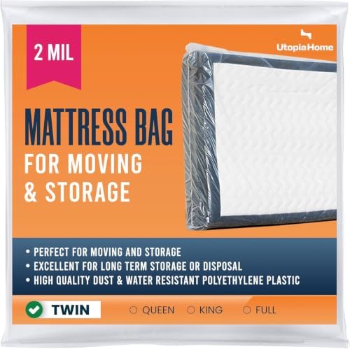 Twin Mattress Bag for Moving, Storage & Disposal, 2 Mil Thick by UTOPIAHOME