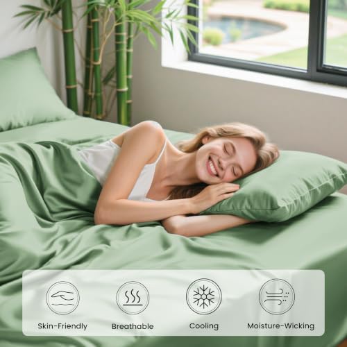Love's cabin 4 Piece Queen Sheet Set, 100% Rayon Derived from Bamboo, Cooling & - Image 5