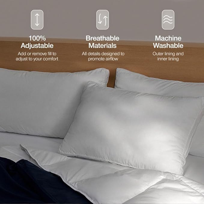 Coop Home Goods Essence Down Alternative Pillow Set of 2, King Size, Best Pillows for Sleeping, Adjustable Alternative to Down Pillows, Luxury Hotel Pillow for Back, Stomach or Side Sleepers