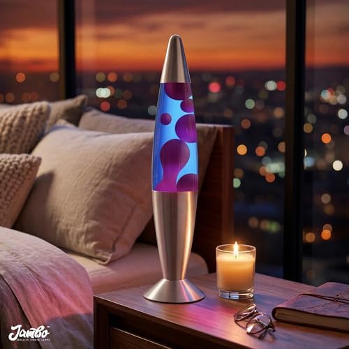 JAMBO 16" Beautiful Liquid Lamp- Blue with Purple Wax, Relaxing Magma Light, Night Light Nightlight, Home Decor Living Room Office Bedroom Lamp for Adults Teens Kids - Image 2