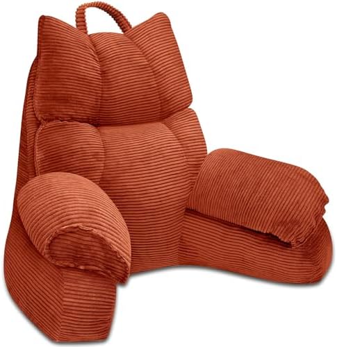 Reading Pillow for Bed with Arms, Back Support, Memory Foam（Bright Orange） by Unknown