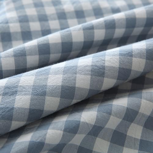 Mywinlle Blue Plaid Ruffle Pillow Shams Standard Size Set of 2, Shabby - Image 6