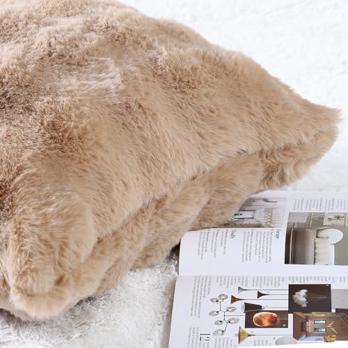 MADIZZ Pack of 2 Thick Plush Faux Wool Throw Pillow Covers Soft Boho Throw - Image 3