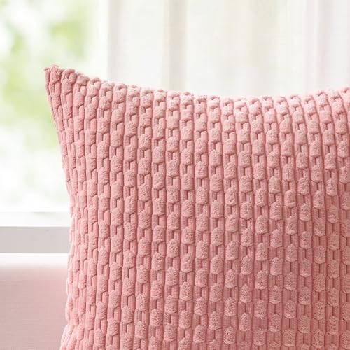 Kevin Textile Soft Corduroy 12"x24" Lumbar Pillow Cover 1 Pack, Dark Pink - Image 2