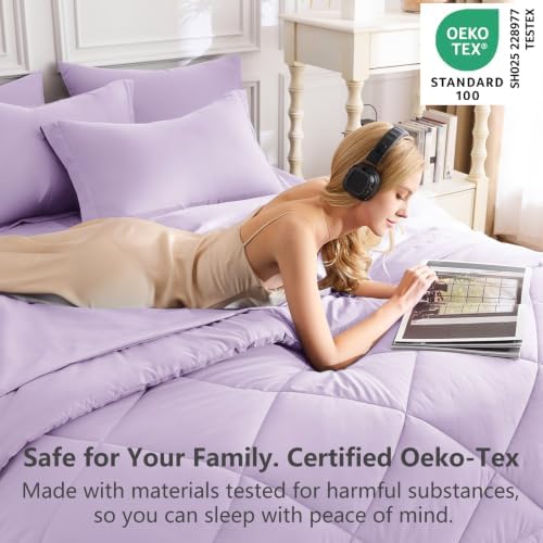 CozyLux King Comforter Set 102"x90" Light Purple - Image 3