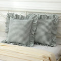 Mywinlle Dusty Green Gingham Plaid Ruffle Throw Pillow Covers 20"x20" by Mywinlle
