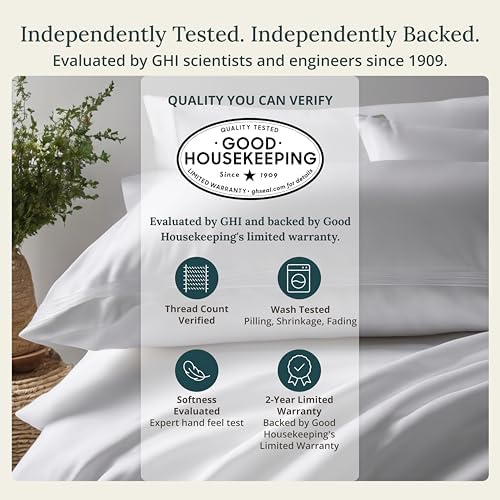 Pack of 2 Soft Natural 100% Cotton Sateen Fitted Sheet Full, Bright White - Image 2