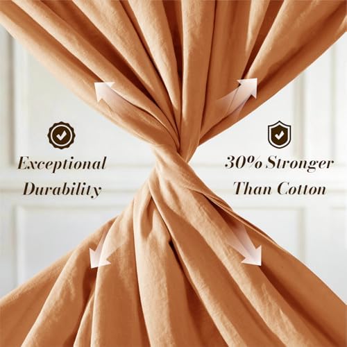 SONORO KATE 100% French Linen Queen Size Sheets Set, Natural Flax Bedding - Image 4