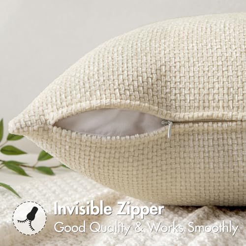 MIULEE Decorative Couch Throw Pillow Covers 16x16 Inch Neutral Cream 2 Pack - Image 5