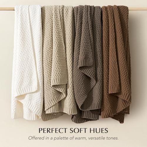 EVERGRACEHOME Chunky Chenille Knit Throw Blanket, 50 x 60, Mocha Brown - Image 6