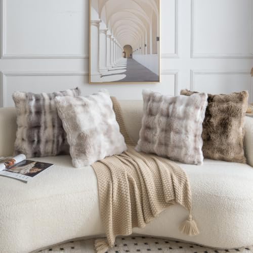 MADIZZ Pack of 2 Thick Plush Faux Wool Throw Pillow Covers Soft Boho Throw - Image 5