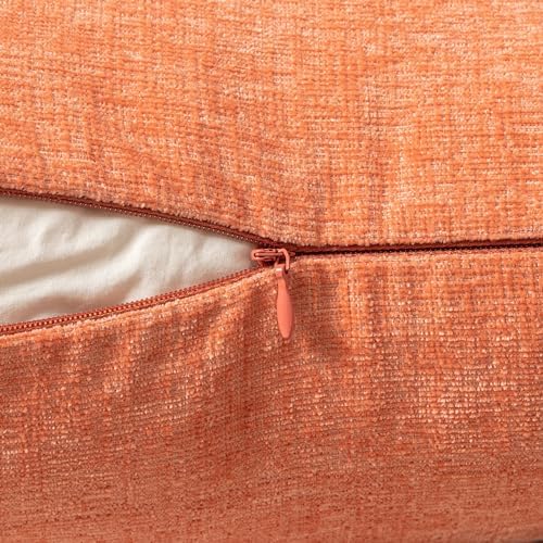 MIULEE Soft Chenille Throw Pillow Covers Coral Red 18x18 Inch Pack of 2 - Image 3