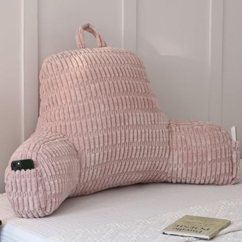 Corduroy Reading Pillow for Sitting in Bed, Large Backrest Bed Pillow by YAOSHUHO