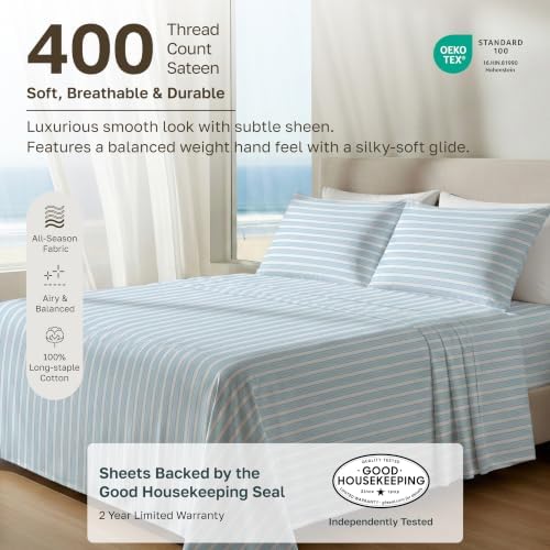 California Design Den Soft 100% Cotton Sateen Queen Sheet Set - Image 2