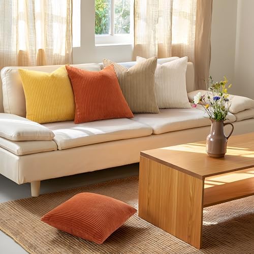 Mecatny Corduroy Fall Decorative Throw Pillow Covers 12x20 Set of 2 Rust - Image 5