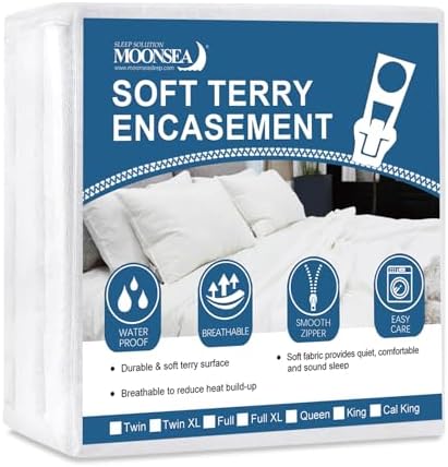 Queen Mattress Protector Zippered, Soft Terry Surface Mattress Encasement by Moonsea