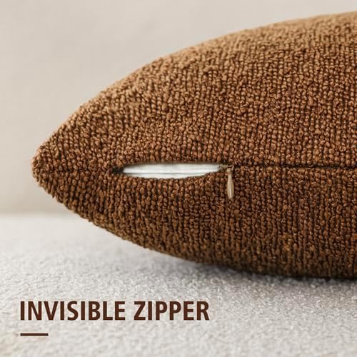 Foindtower Decorative Textured Boucle Throw Pillow Covers 22x22 Hazel Brown - Image 2