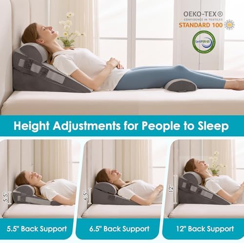 4Pcs Wedge Pillow Set for After Surgery, Acid Reflux Relief, Adjustable Bed - Image 6