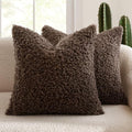 MIULEE Decorative Faux Fur Pillow Covers Sherpa 18x18 Chocolate by MIULEE