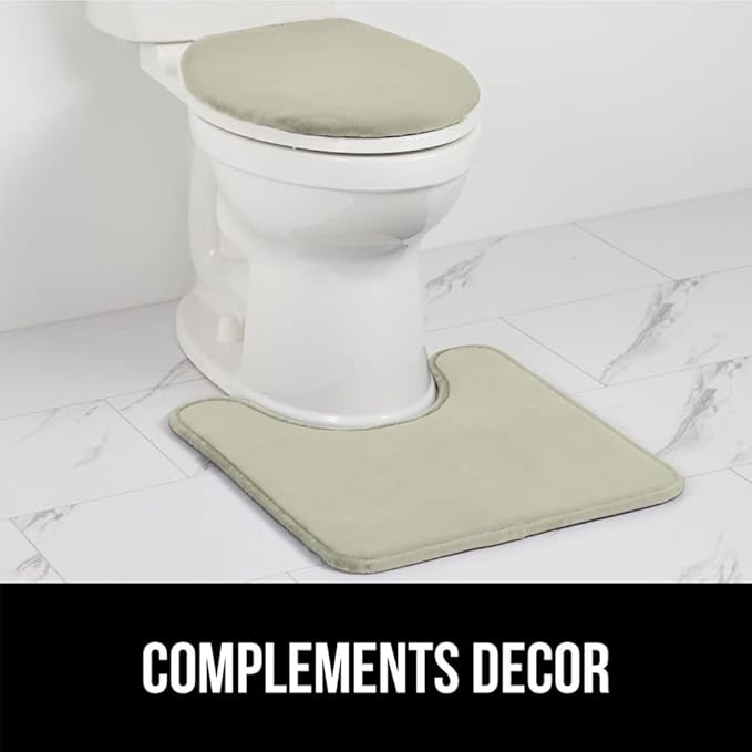 GORILLA GRIP Thick Memory Foam Bathroom Toilet Lid Seat Cover, Soft Velvet Topside, Machine Wash, Plush Cushioned Covers Fits Most Size Lids, Decorative Bath Room Accessories, 19.5x18.5, Sage