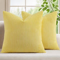 Mecatny Corduroy Throw Pillow Covers 22x22 Set of 2 Sundress Yellow by Mecatny