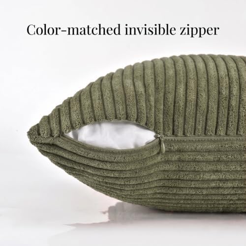 Fancy Homi 2 Packs Olive Green Lumbar Decorative Throw Pillow Covers 20x28 Inch - Image 3
