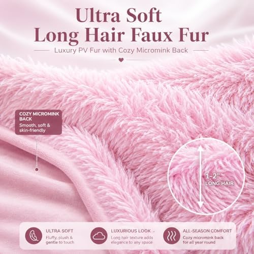 REAFORT Long Hair Faux Fur Euro Sham Cover 26"x26", Hidden Zipper - Image 2