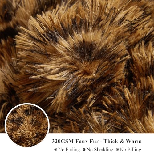XeGe 20x54 Fluffy Faux Fur Leopard Print Body Pillow Cover, Cheetah Brown - Image 5