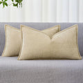 Allorry Throw Pillow Covers 12x20 Oatmeal Chenille Solid Home DecorSY014D12 by Allorry