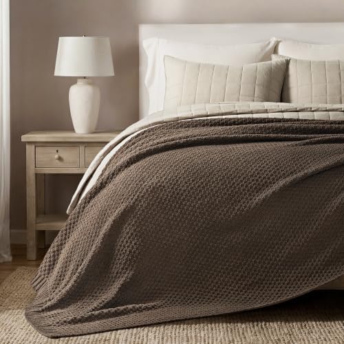 EVERGRACEHOME Chunky Chenille Knit Throw Blanket, Cocoa Brown - Image 6