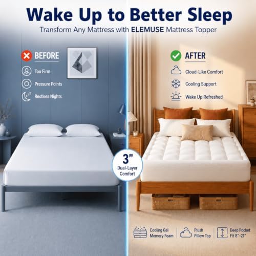 ELEMUSE 3 Inch Queen Dual Layer Memory Foam Mattress Topper - Image 2