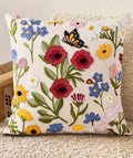 Embroidered Throw Pillow Cover 18x18 Inch, Retro Flower by Kokaaee
