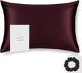 ALASKA BEAR King Silk Pillowcase and Scrunchie Gift Set Pillow Cases for Acne, Eyelashes & Extensions (1 Pack, Red Burgundy)